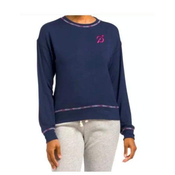 Peloton Women's‎ Sleepover Sweatshirt Top Long Sleeve Navy Blue Size Large - Picture 1 of 13
